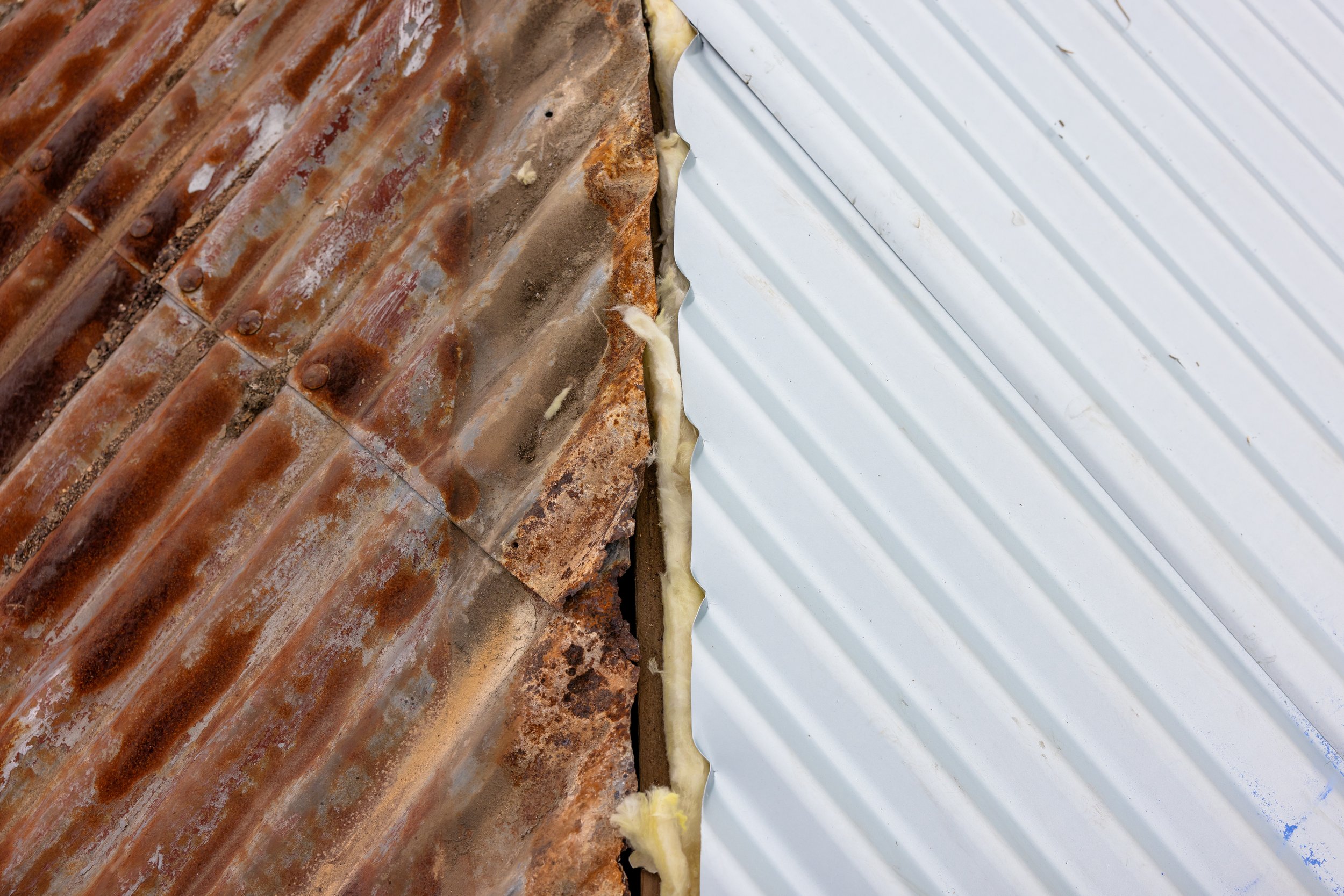 Re-roofing work showing materials